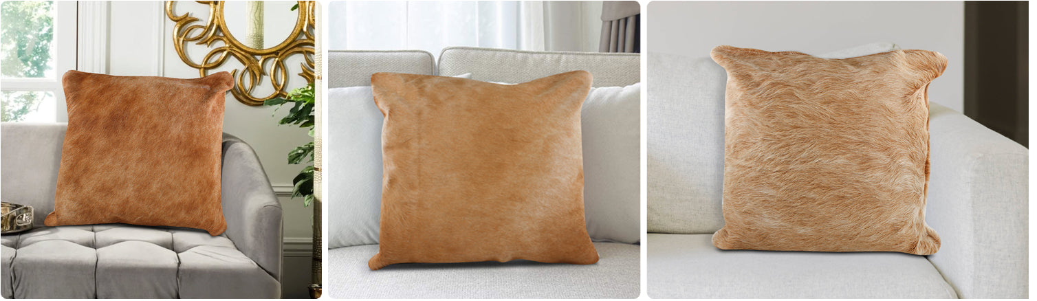 Beige Cowhide Pillows