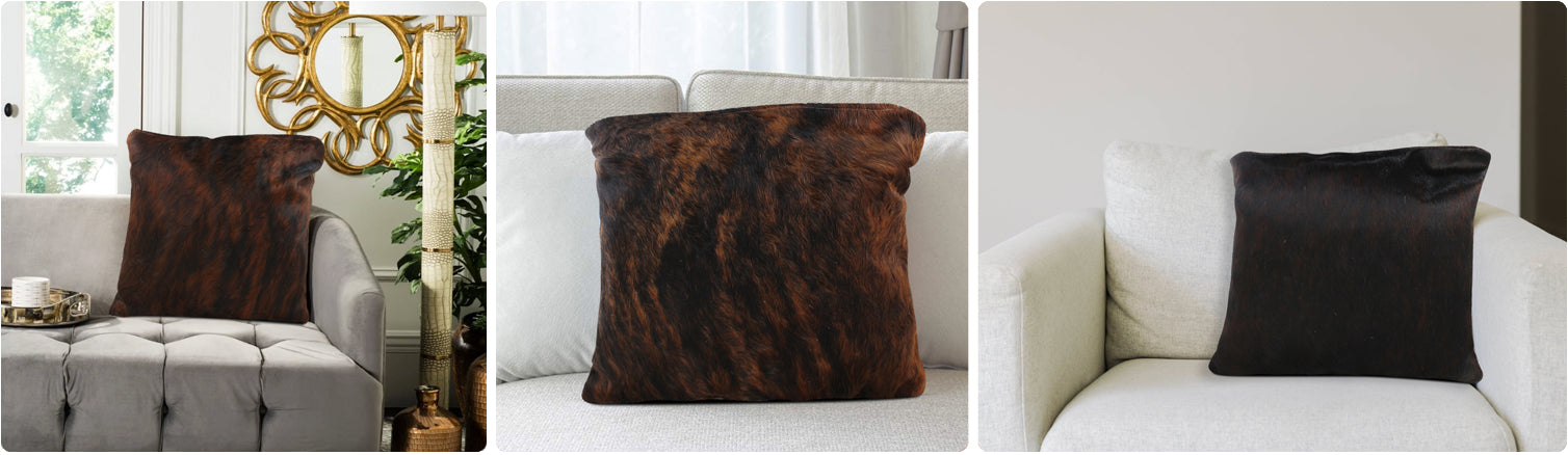 Dark Brindle Cowhide Pillows