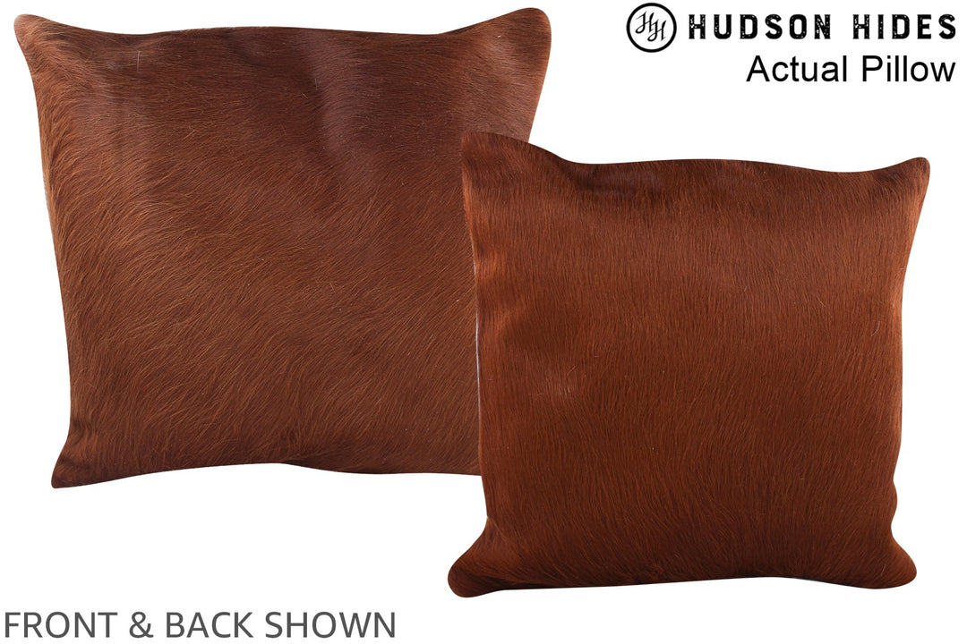 Solid Brown 16"x16" Brazilian Cowhide Pillow #A13384 by Hudson Hides