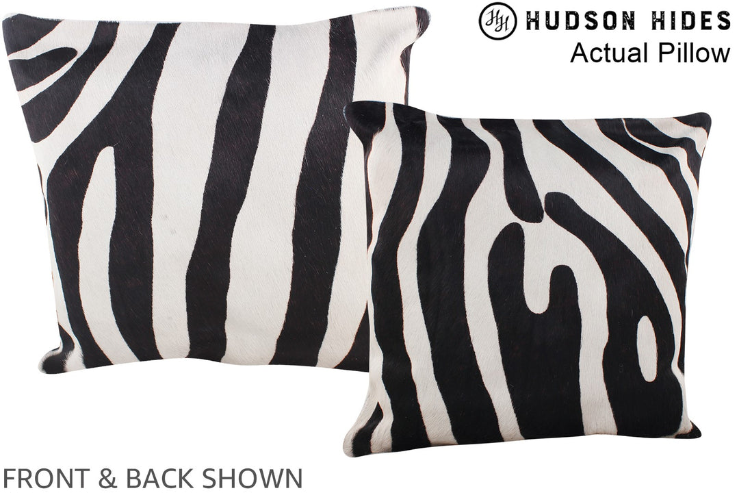 Zebra 16"x16" Brazilian Cowhide Pillow #A13399 by Hudson Hides