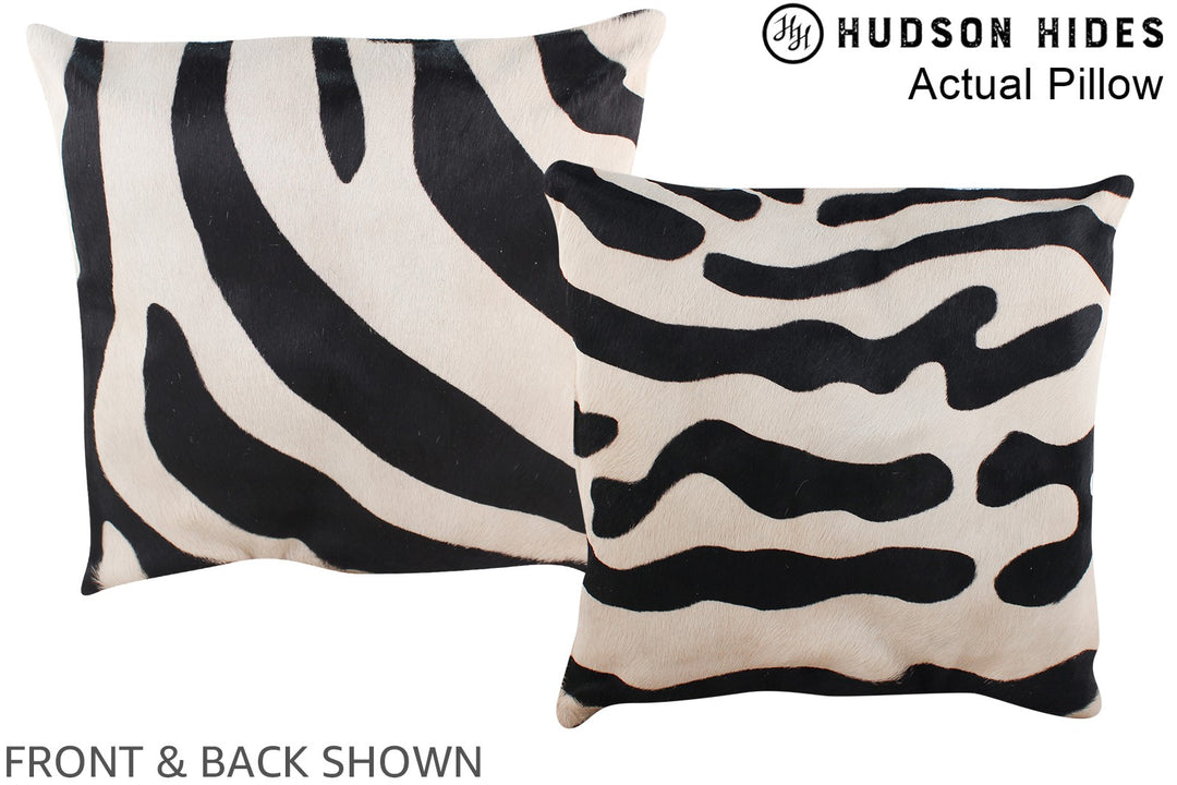 Zebra 16"x16" Brazilian Cowhide Pillow #A13413 by Hudson Hides