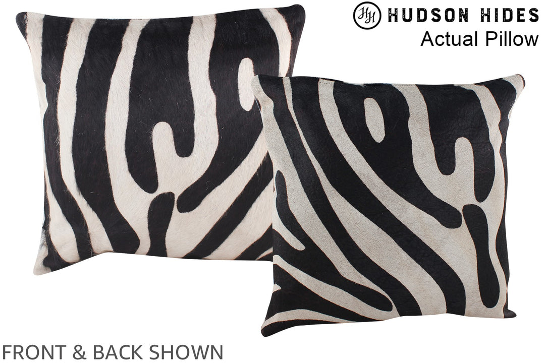 Zebra 16"x16" Brazilian Cowhide Pillow #A13416 by Hudson Hides