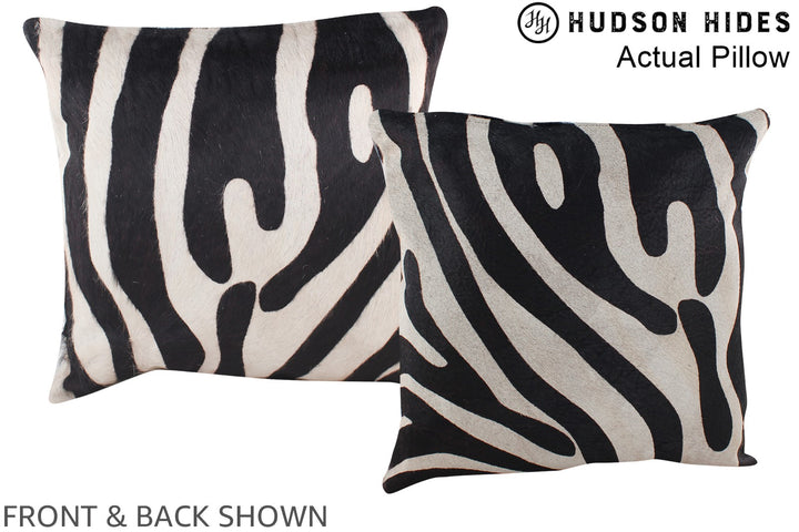 Zebra 16"x16" Brazilian Cowhide Pillow #A13416 by Hudson Hides