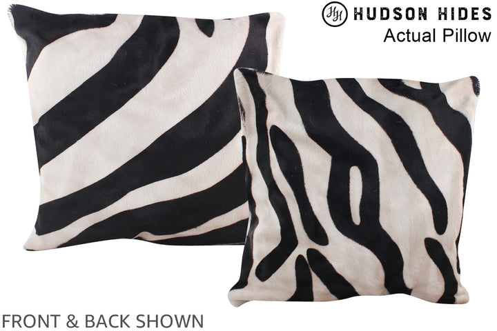 Zebra 16"x16" Brazilian Cowhide Pillow #A13418 by Hudson Hides
