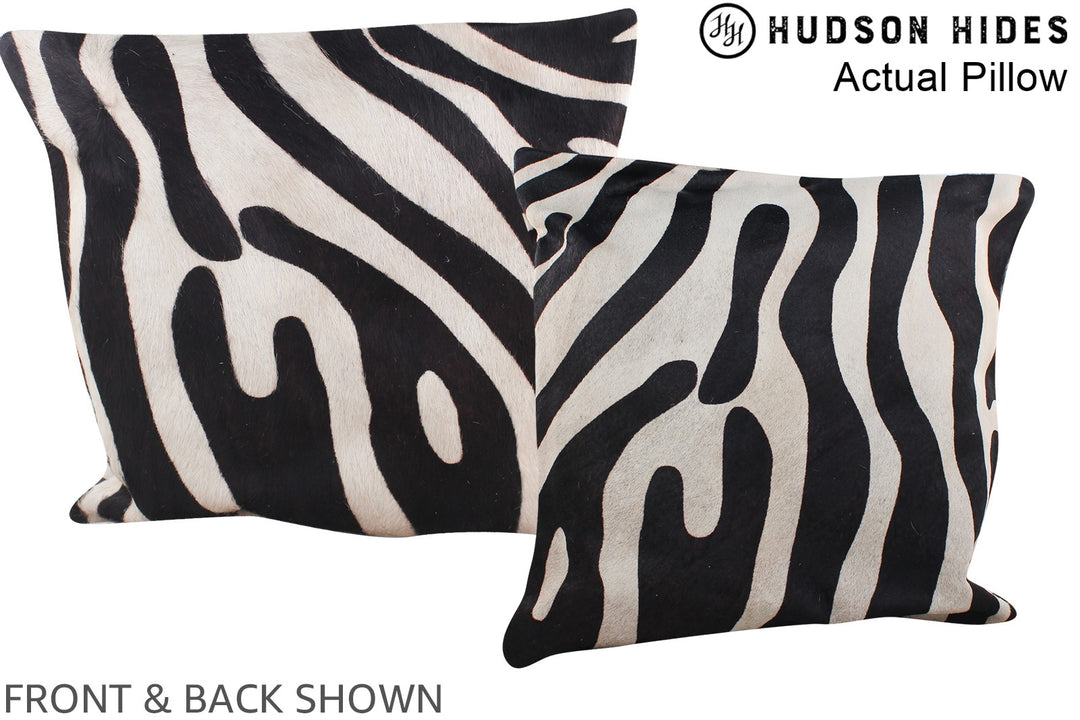 Zebra 16"x16" Brazilian Cowhide Pillow #A13419 by Hudson Hides