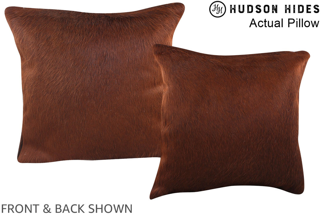 Solid Brown 16"x16" Brazilian Cowhide Pillow #A13442 by Hudson Hides