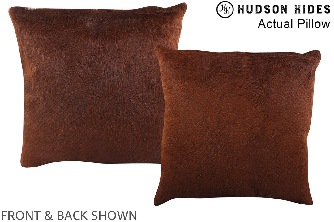 Solid Brown 16"x16" Brazilian Cowhide Pillow #A13449 by Hudson Hides