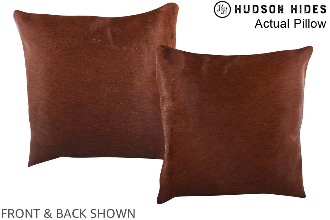 Solid Brown 16"x16" Brazilian Cowhide Pillow #A13460 by Hudson Hides