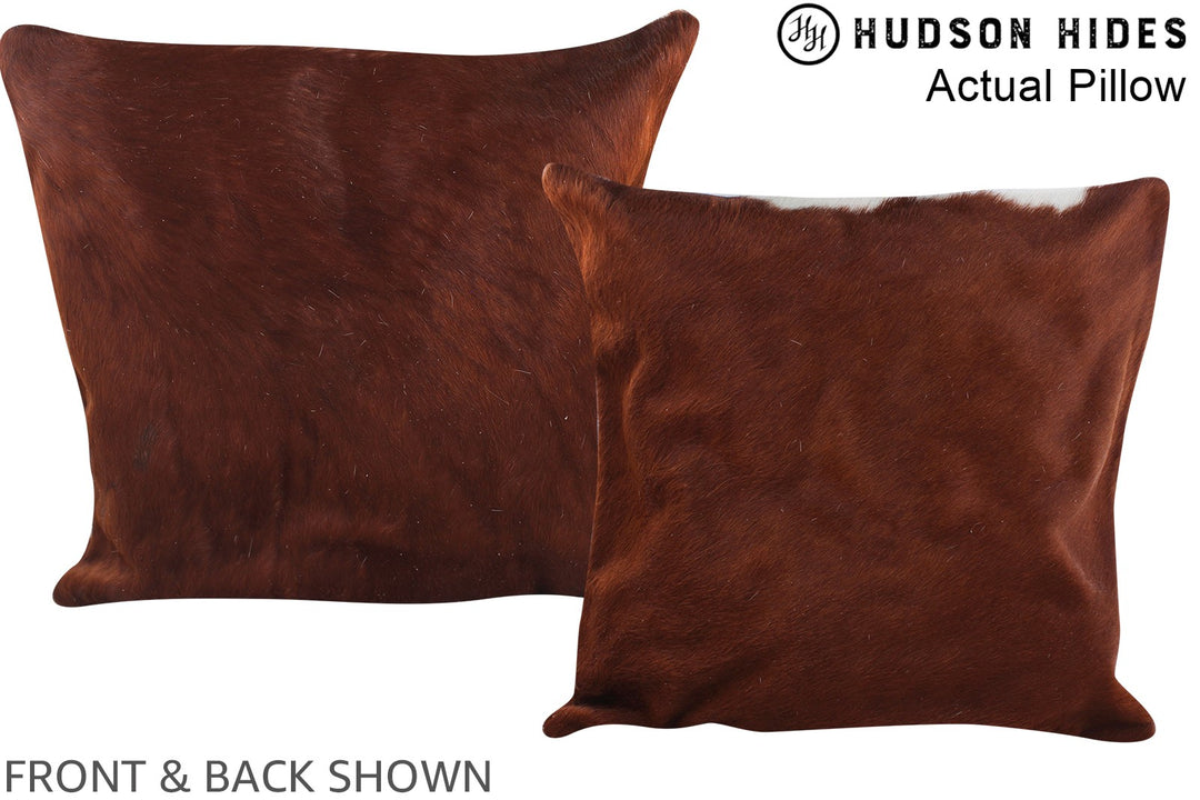 Solid Brown 16"x16" Brazilian Cowhide Pillow #A13643 by Hudson Hides