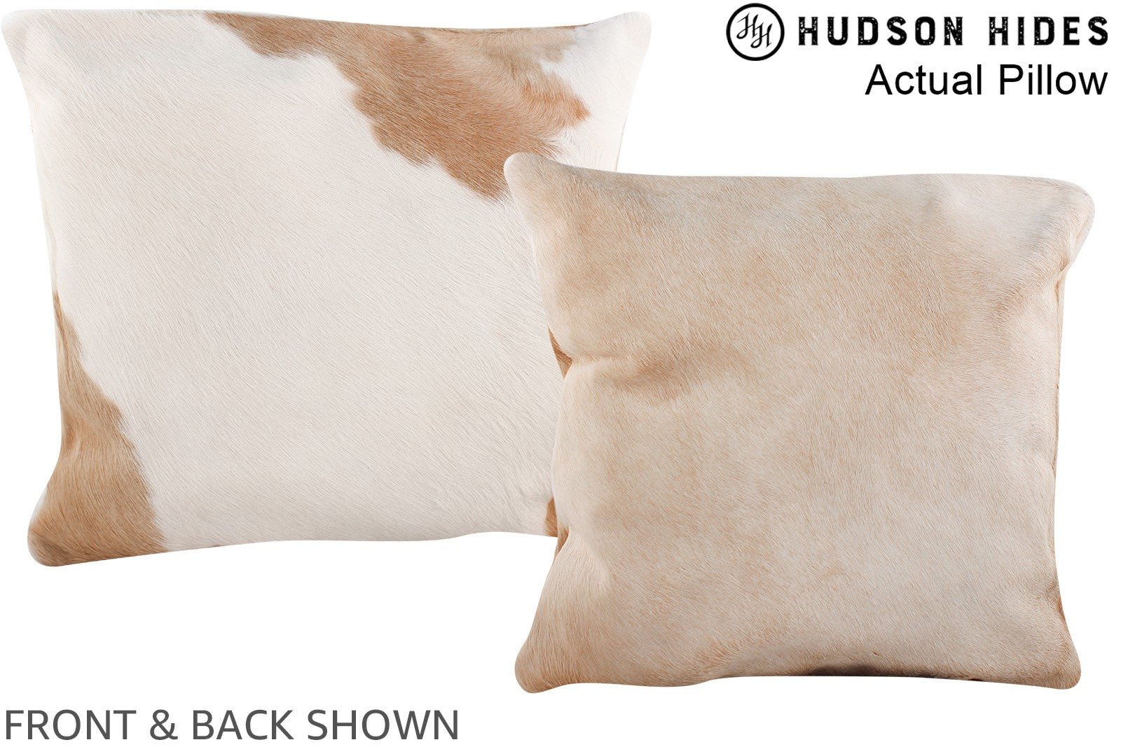 Beige and White Cowhide Pillow #A13673