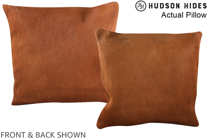 Solid Brown 16"x16" Brazilian Cowhide Pillow #A13732 by Hudson Hides