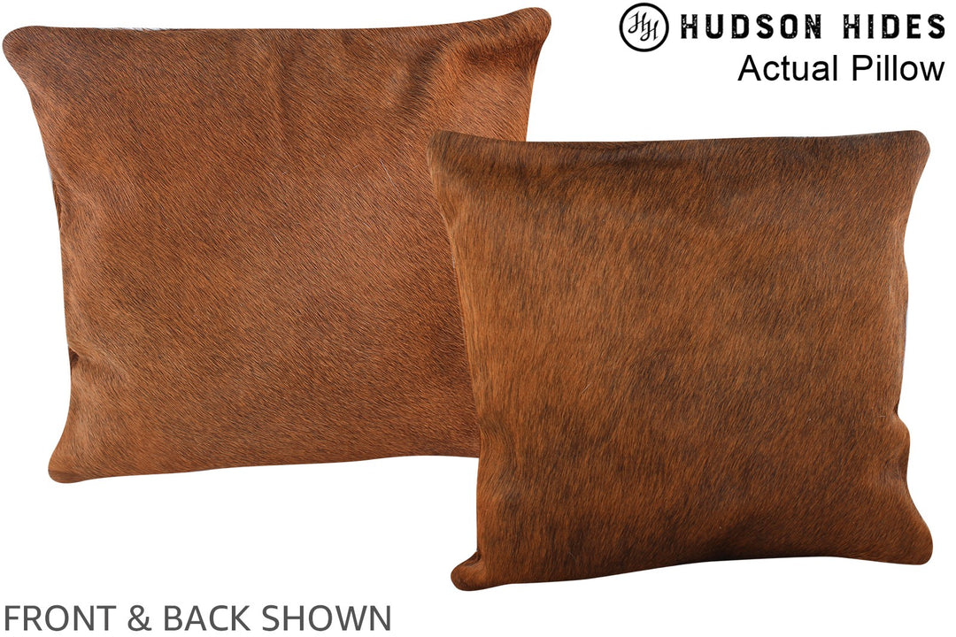 Solid Brown 16"x16" Brazilian Cowhide Pillow #A13738 by Hudson Hides