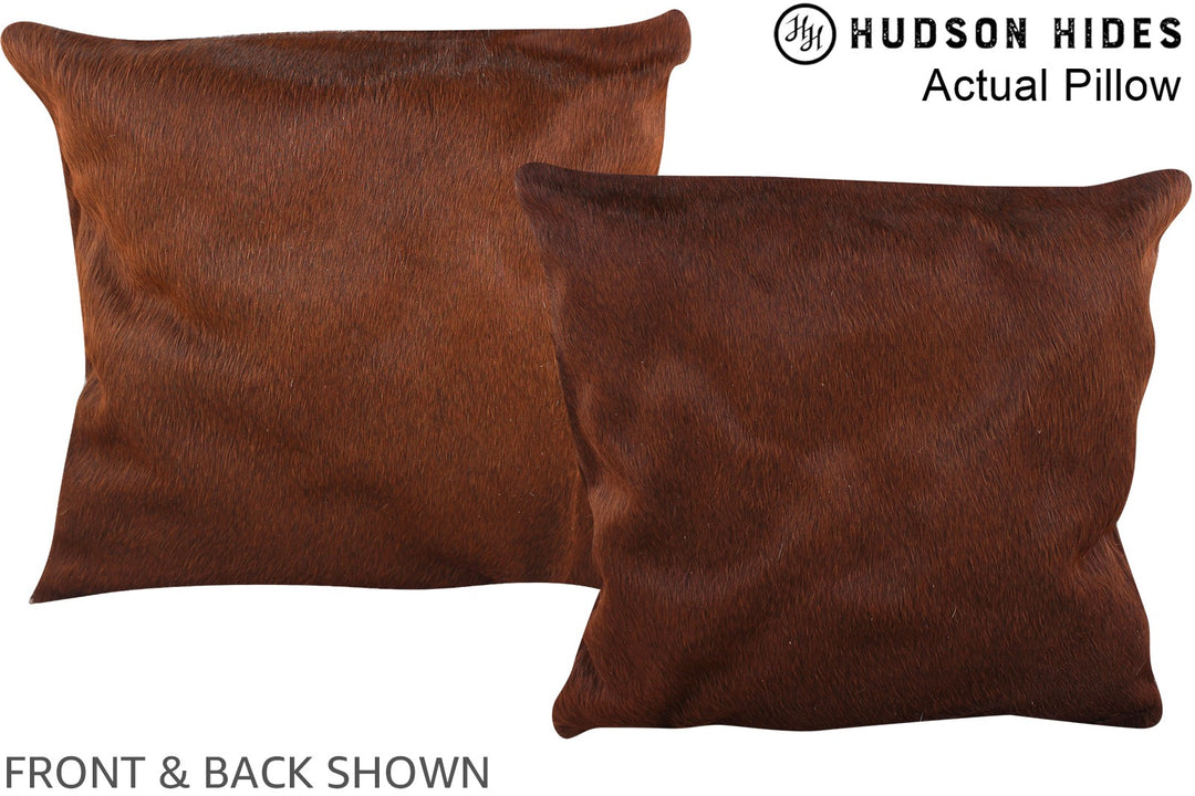 Solid Brown 16"x16" Brazilian Cowhide Pillow #A13887 by Hudson Hides