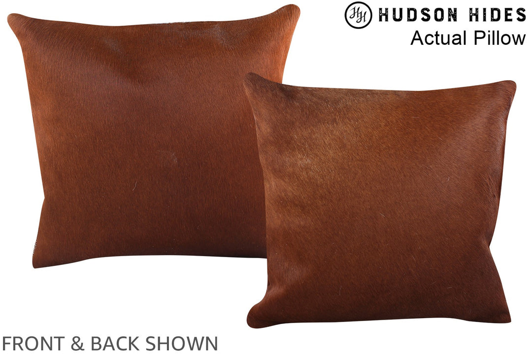 Solid Brown 16"x16" Brazilian Cowhide Pillow #A13888 by Hudson Hides