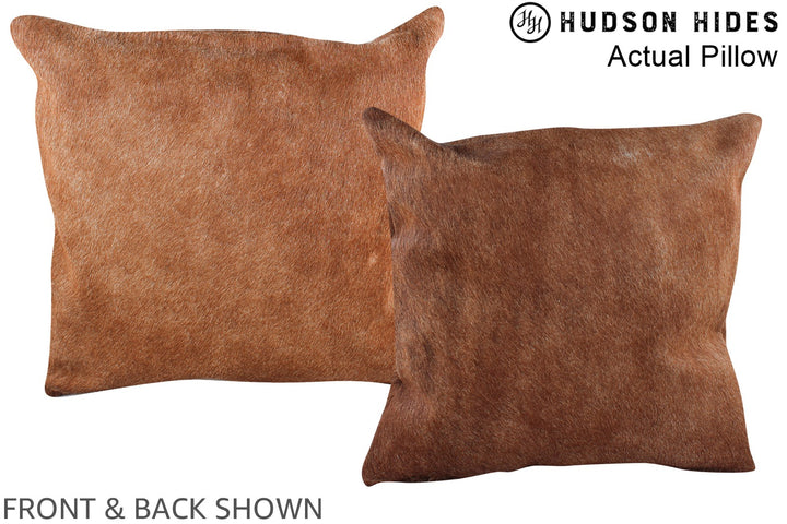 Solid Brown 16"x16" Brazilian Cowhide Pillow #A13889 by Hudson Hides