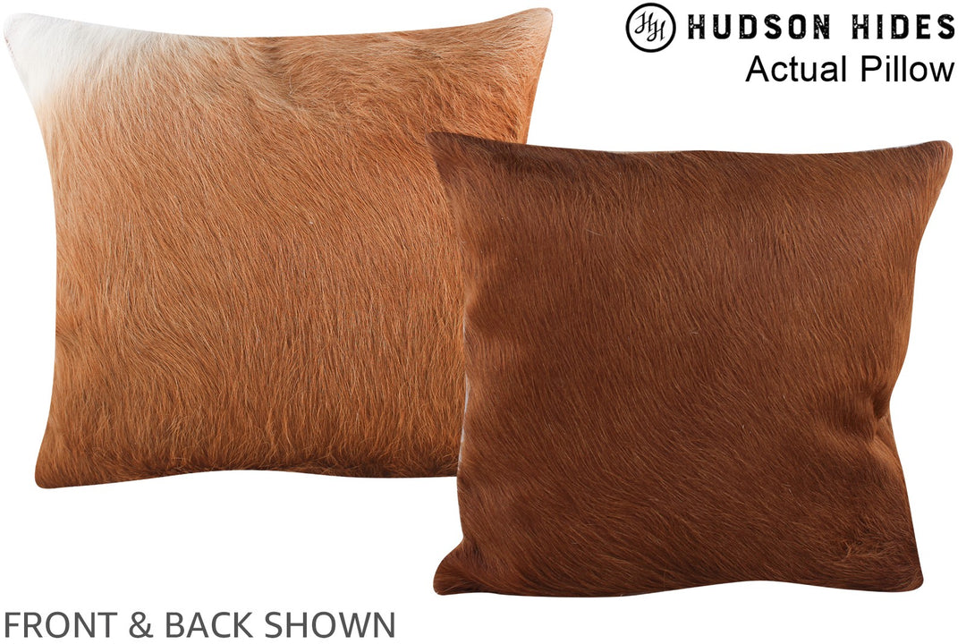 Solid Brown 16"x16" Brazilian Cowhide Pillow #A13895 by Hudson Hides