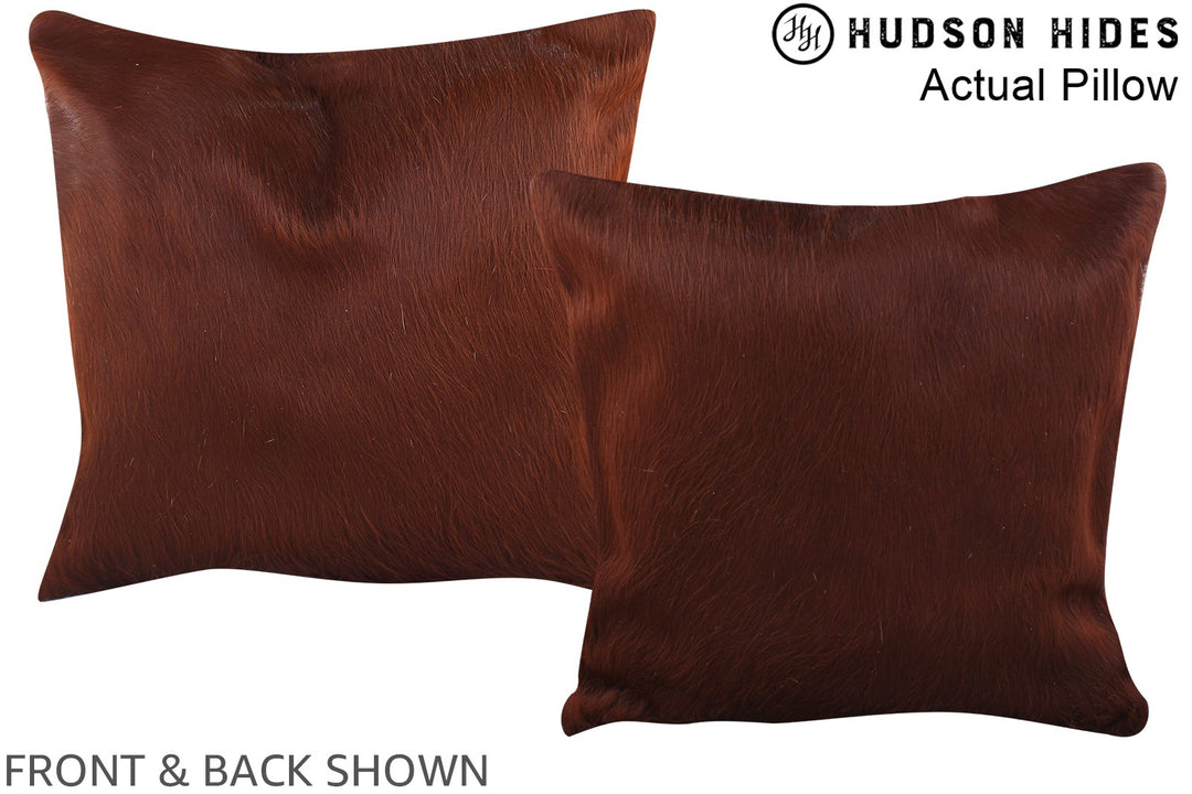 Solid Brown 16"x16" Brazilian Cowhide Pillow #A13988 by Hudson Hides