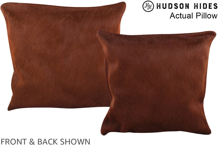 Solid Brown 16"x16" Brazilian Cowhide Pillow #A13993 by Hudson Hides