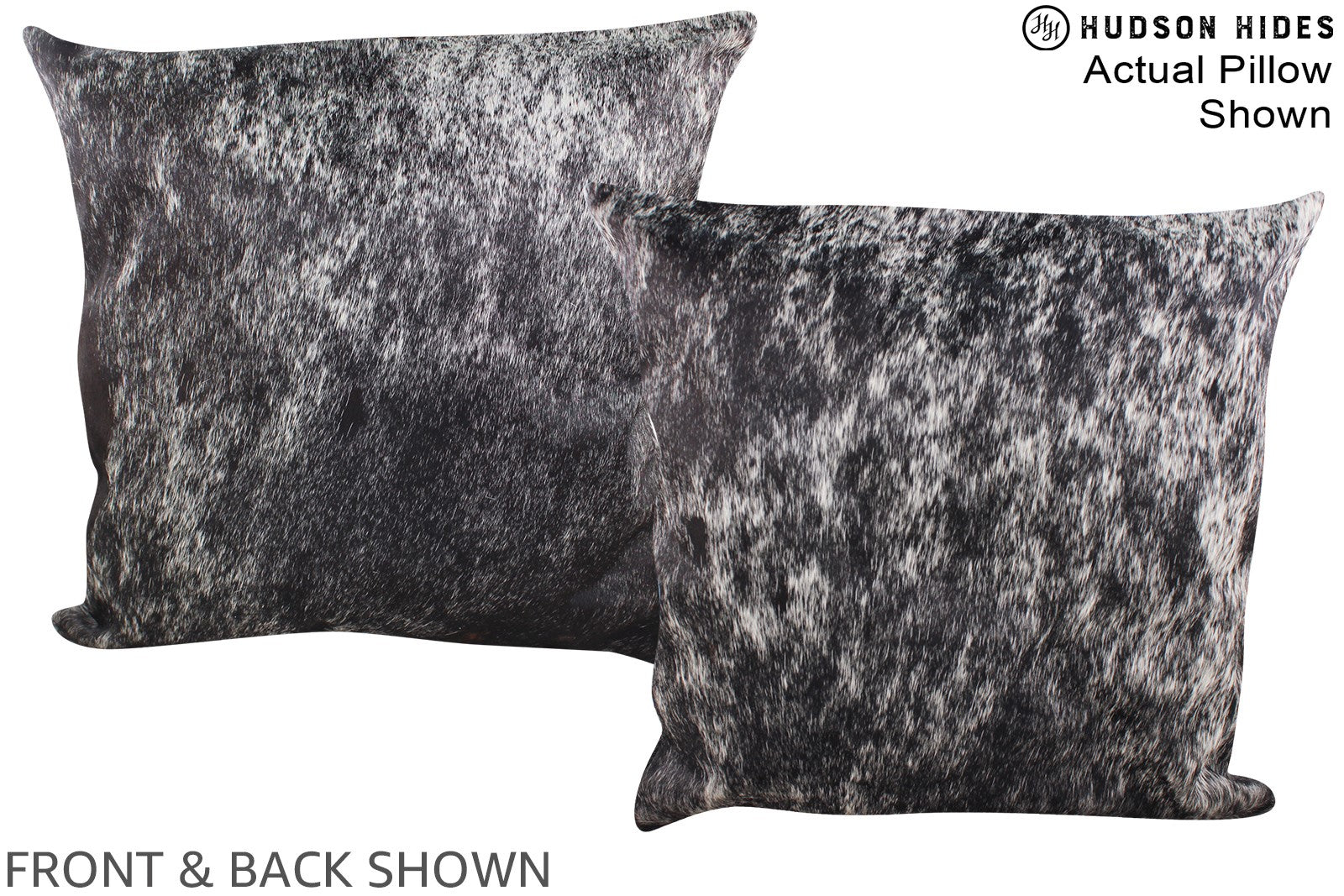 Salt and Pepper Black 20"x20" Brazilian Cowhide Pillow A14629 by Huds