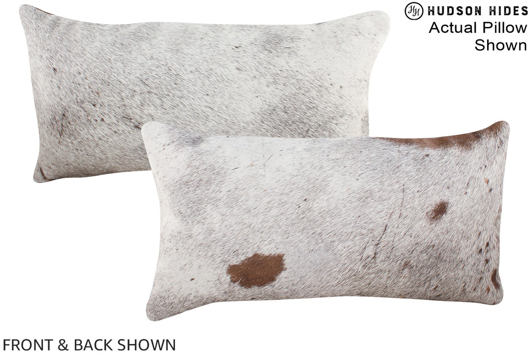 Salt and Pepper Brown 12"x22" Brazilian Cowhide Pillow #A16358 by Huds