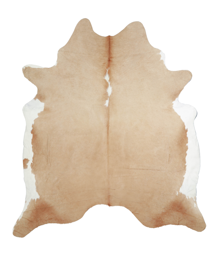 Beige and White XX-Large Brazilian Cowhide Rug 7'11"H x 6'11"W #A20620 by Hudson Hides