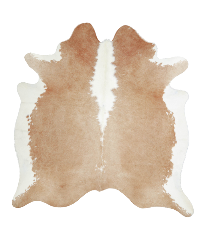 Beige and White X-Large Brazilian Cowhide Rug 6'8"H x 6'2"W #A20802 by Hudson Hides