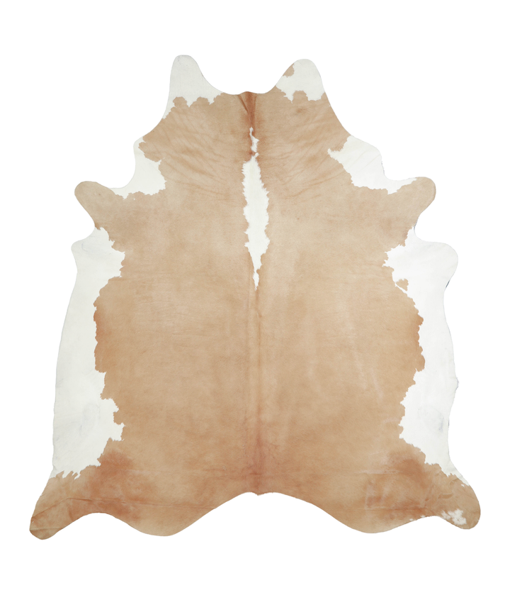 Beige and White XX-Large Brazilian Cowhide Rug 8'0"H x 7'4"W #A21162 by Hudson Hides