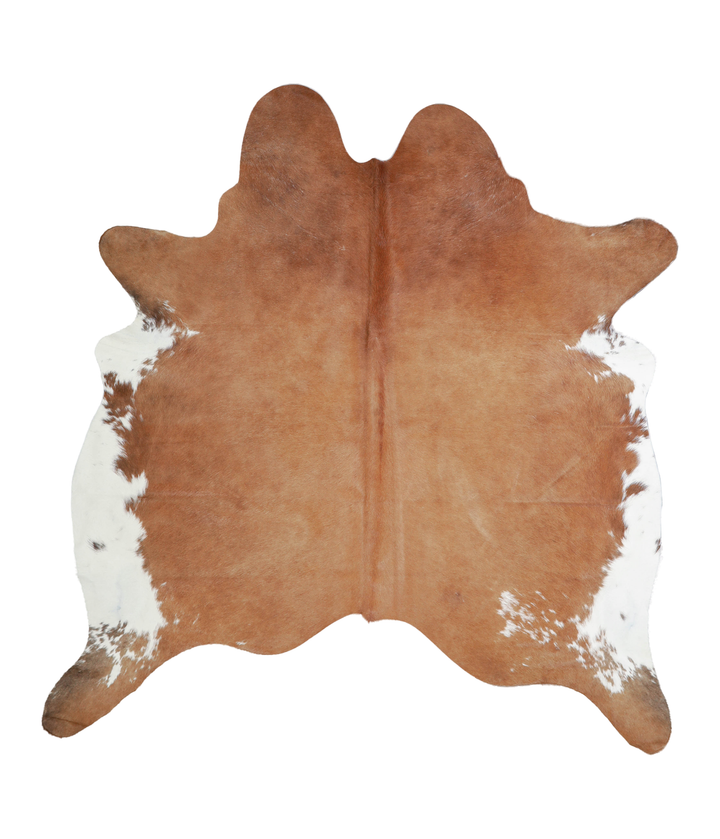 Brown and White Regular X-Large Brazilian Cowhide Rug 6'9"H x 6'4"W #A21336 by Hudson Hides