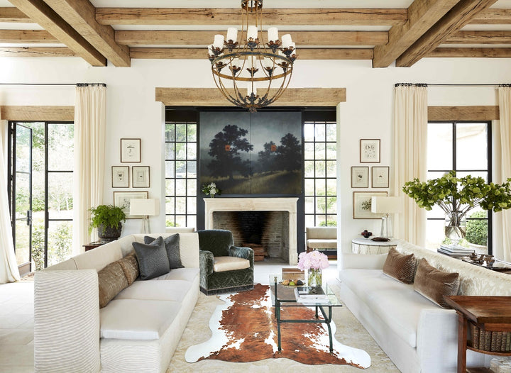 Tricolor X-Large European Cowhide Rug 7'6"H x 6'6"W #A21 by Hudson Hides