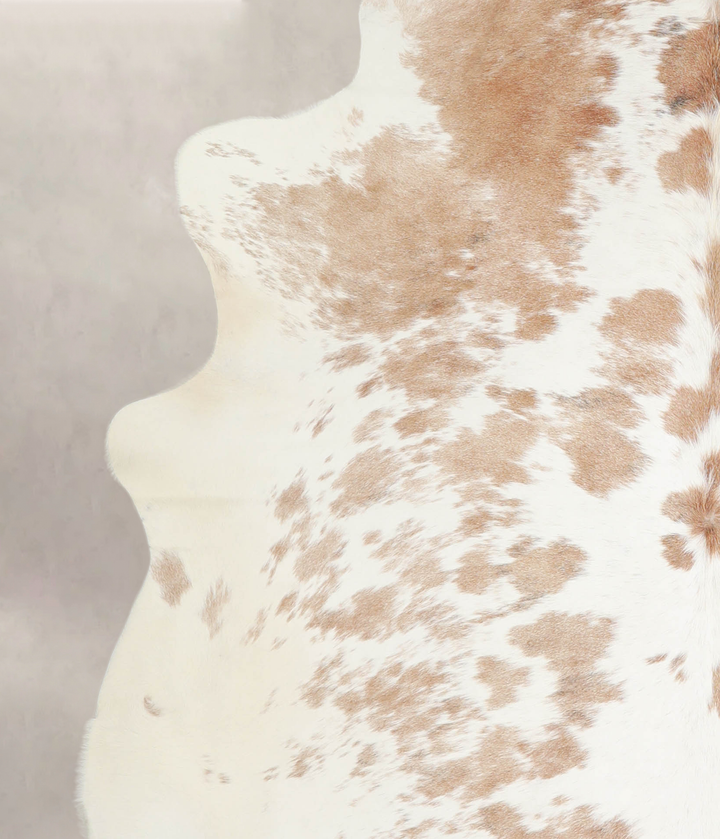 Beige and White X-Large Brazilian Cowhide Rug 7'1"H x 6'9"W #A22503 by Hudson Hides
