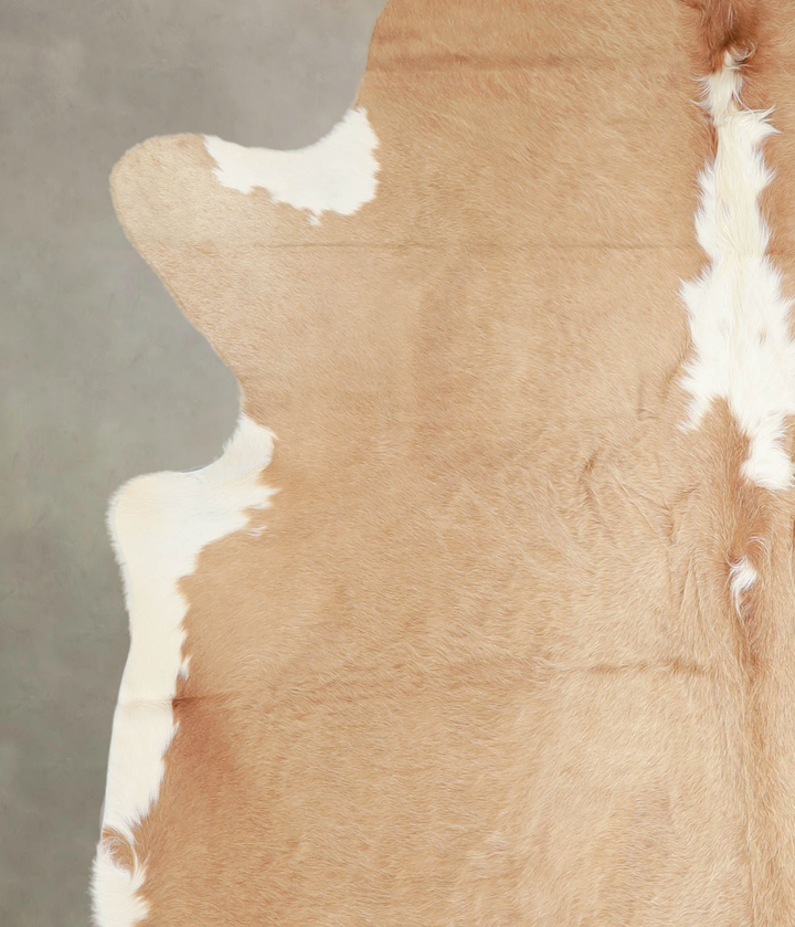 Beige and White XX-Large Brazilian Cowhide Rug 7'6"H x 6'9"W #A23067 by Hudson Hides