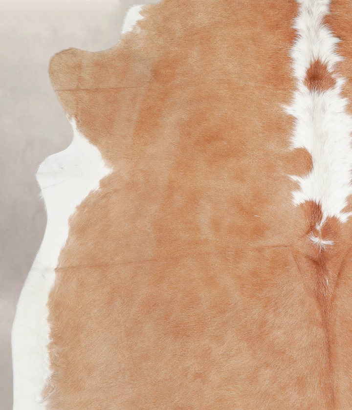Beige and White X-Large Brazilian Cowhide Rug 6'8"H x 6'3"W #A23089 by Hudson Hides