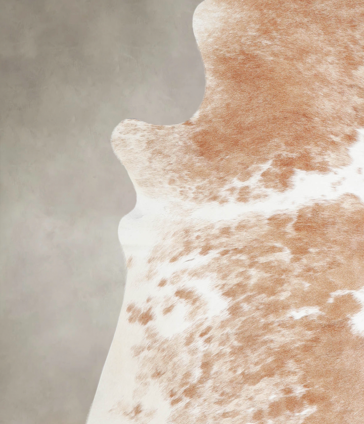 Beige and White X-Large Brazilian Cowhide Rug 7'2"H x 6'9"W #A23297 by Hudson Hides