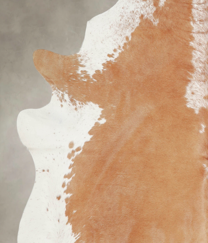 Beige and White X-Large Brazilian Cowhide Rug 7'4"H x 6'2"W #A23717 by Hudson Hides