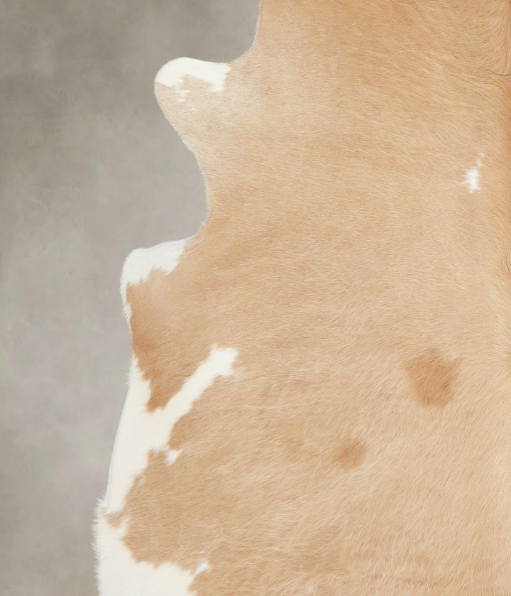 Beige and White X-Large Brazilian Cowhide Rug 6'9"H x 6'7"W #A23819 by Hudson Hides