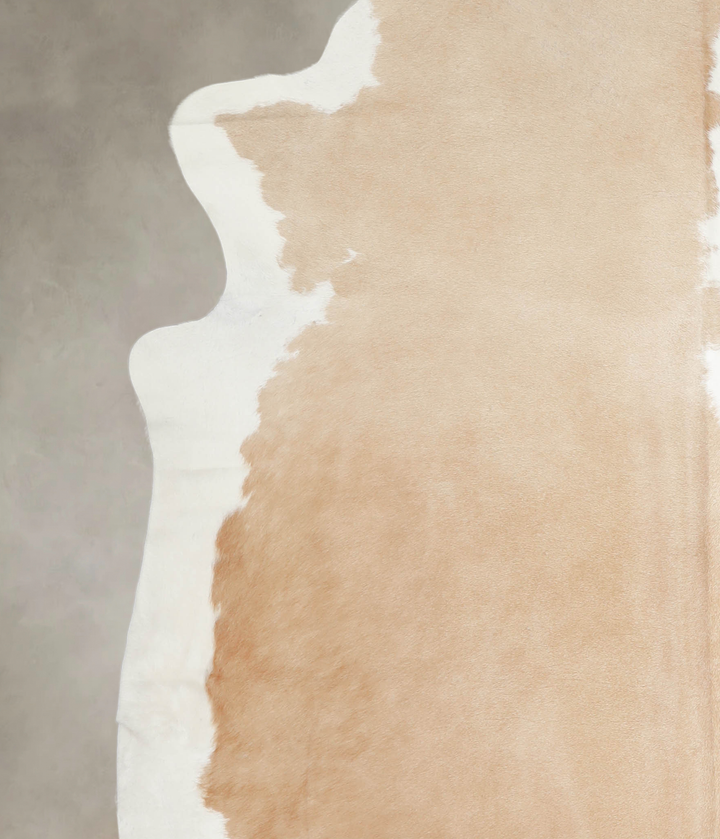 Beige and White XX-Large Brazilian Cowhide Rug 7'8"H x 7'2"W #A23929 by Hudson Hides