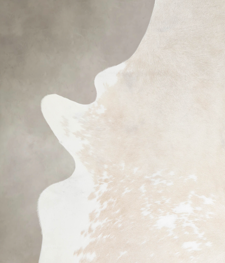 Beige and White XX-Large Brazilian Cowhide Rug 8'5"H x 6'7"W #A24812 by Hudson Hides