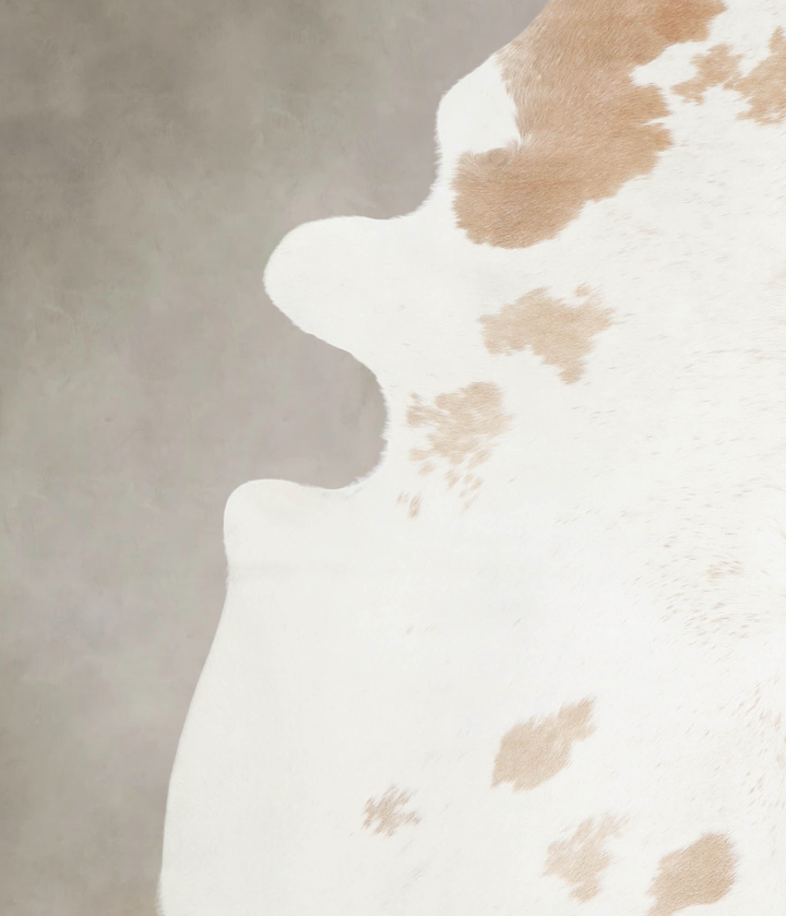 Beige and White XX-Large Brazilian Cowhide Rug 7'5"H x 6'10"W #A24884 by Hudson Hides