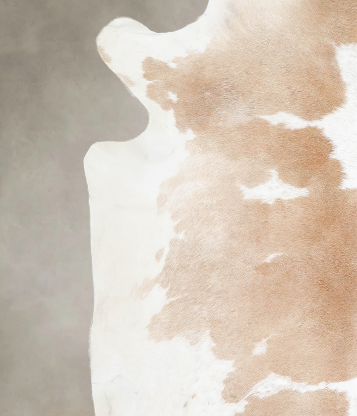 Beige and White X-Large Brazilian Cowhide Rug 6'8"H x 6'8"W #A25486 by Hudson Hides