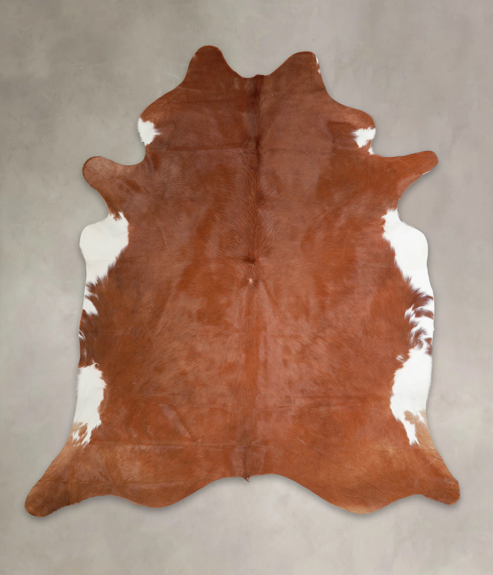 Brown and White Regular X-Large Brazilian Cowhide Rug 7'4"H x 6'8"W #A25970 by Hudson Hides