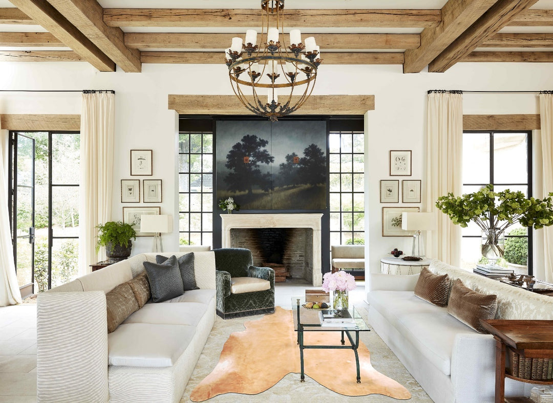 Beige XX-Large Brazilian Cowhide Rug 7'9"H x 7'1"W #A30652 by Hudson H