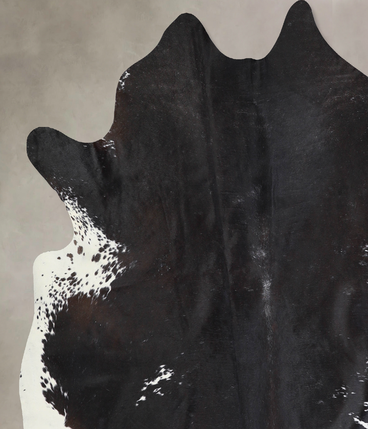 Black and White X-Large Brazilian Cowhide Rug 7'1"H x 6'7"W #A32929 by Hudson Hides