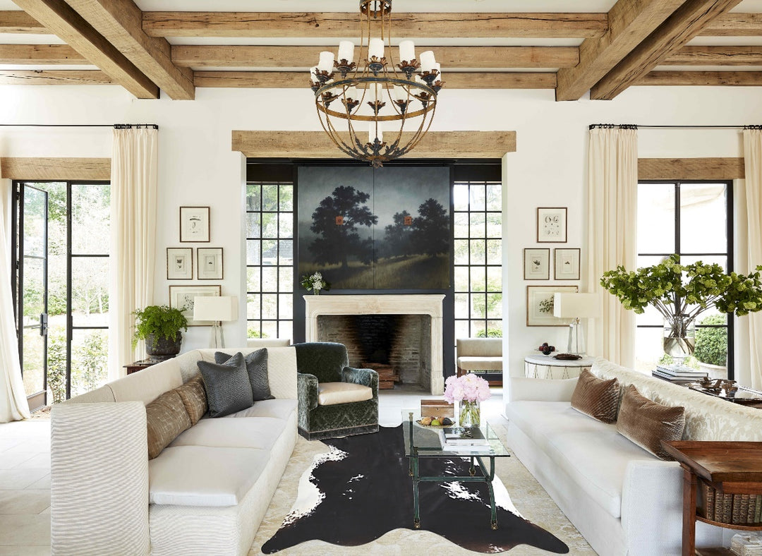 Black and White X-Large Brazilian Cowhide Rug 7'1"H x 6'7"W #A32929 by