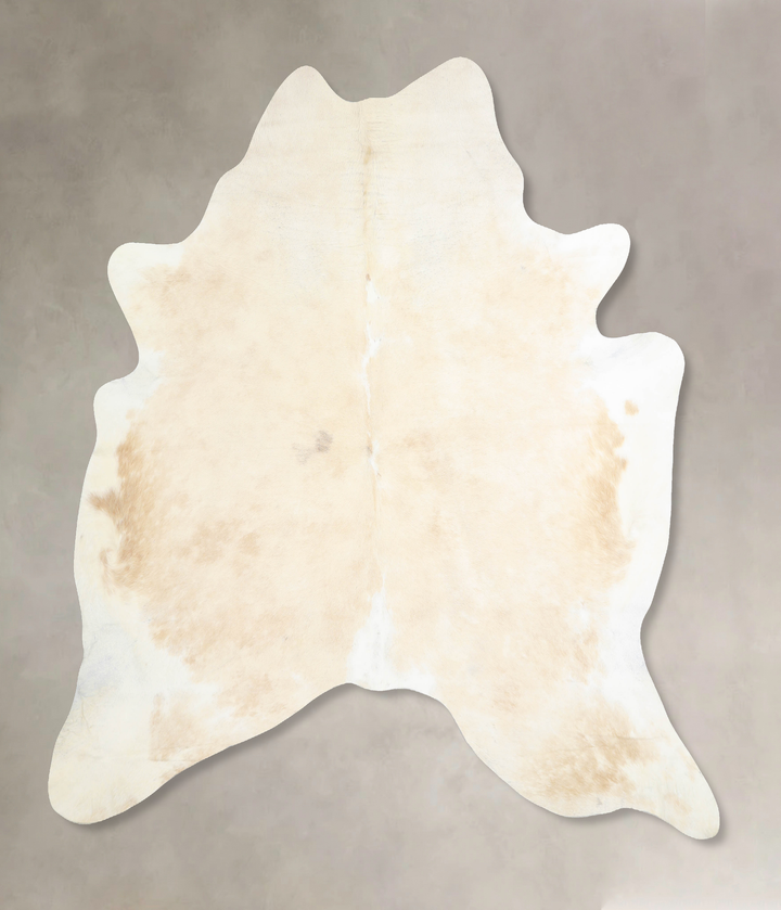 Beige and White X-Large Brazilian Cowhide Rug 7'2"H x 6'7"W #A32966 by Hudson Hides