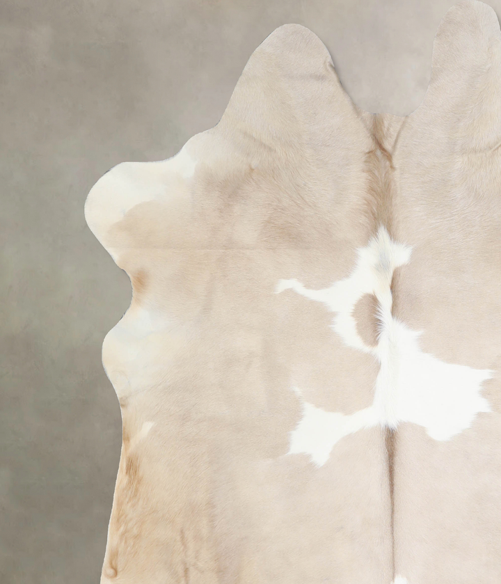 Beige and White X-Large Brazilian Cowhide Rug 6'9"H x 6'3"W #A33002 by Hudson Hides