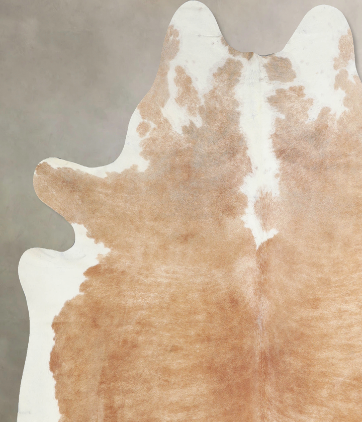Beige and White X-Large Brazilian Cowhide Rug 7'4"H x 6'5"W #A33614 by Hudson Hides
