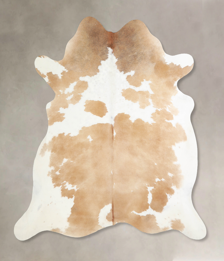 Beige and White X-Large Brazilian Cowhide Rug 6'9"H x 6'3"W #A33701 by Hudson Hides