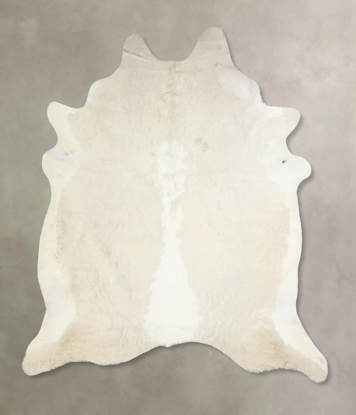 Beige and White X-Large Brazilian Cowhide Rug 7'4"H x 6'7"W #A33758 by Hudson Hides