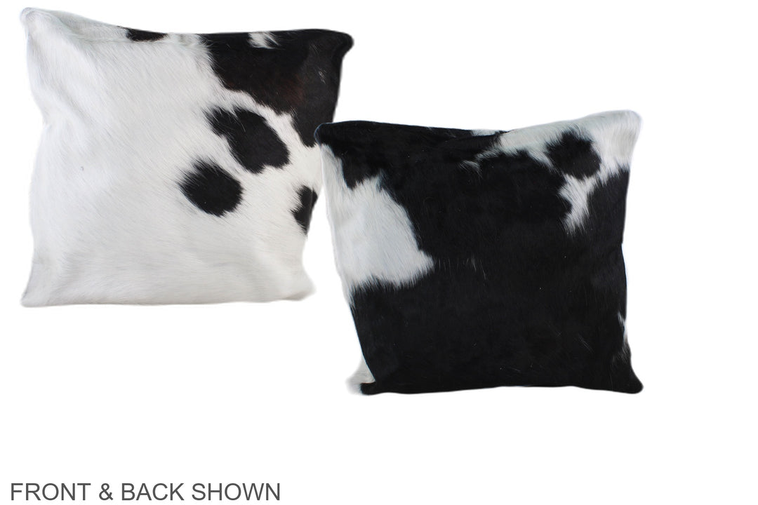 Black and White 16"x16" Brazilian Cowhide Pillow #A39056 by Hudson Hid