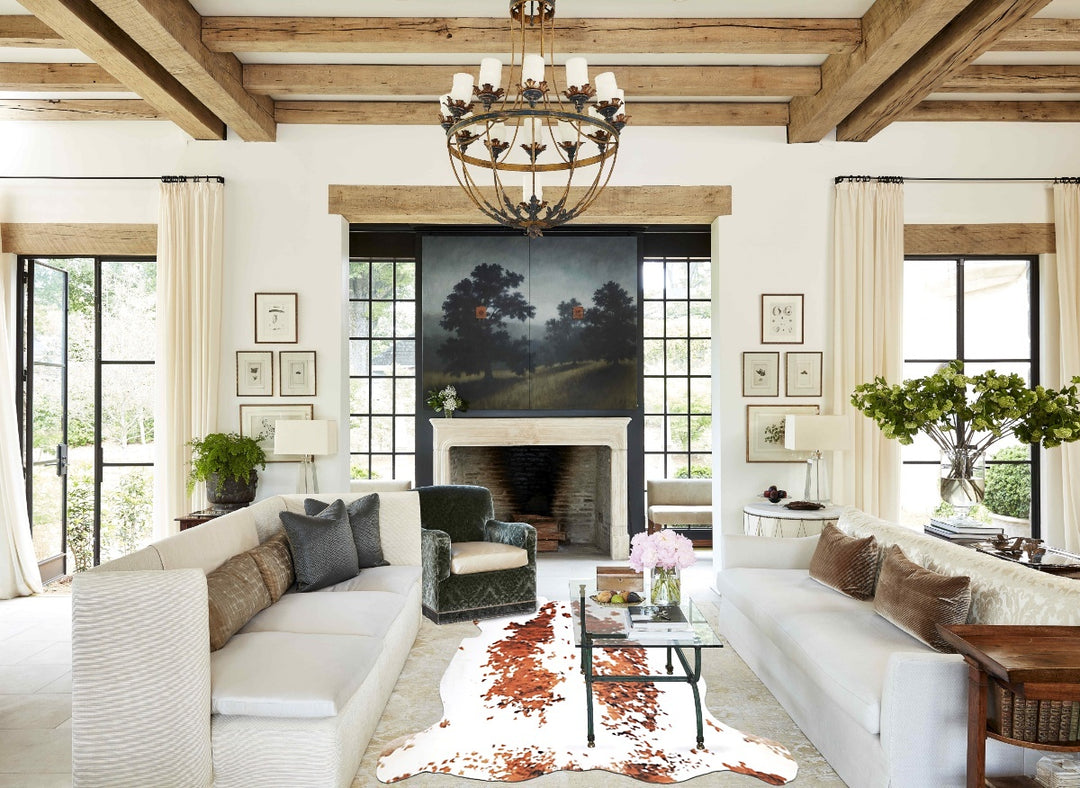 Tricolor X-Large European Cowhide Rug 6'8"H x 6'11"W #A40028 by Hudson